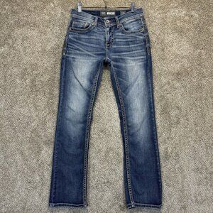 BKE Jeans Mens 29R Blue Aiden Bootleg Low Rise Stretch Fade Distressed Denim